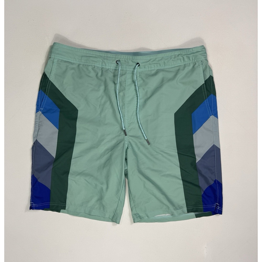 Fair Harbor Swim Trunks Men 2XL Blue Green Performance Lined Shorts 9.5" Pockets